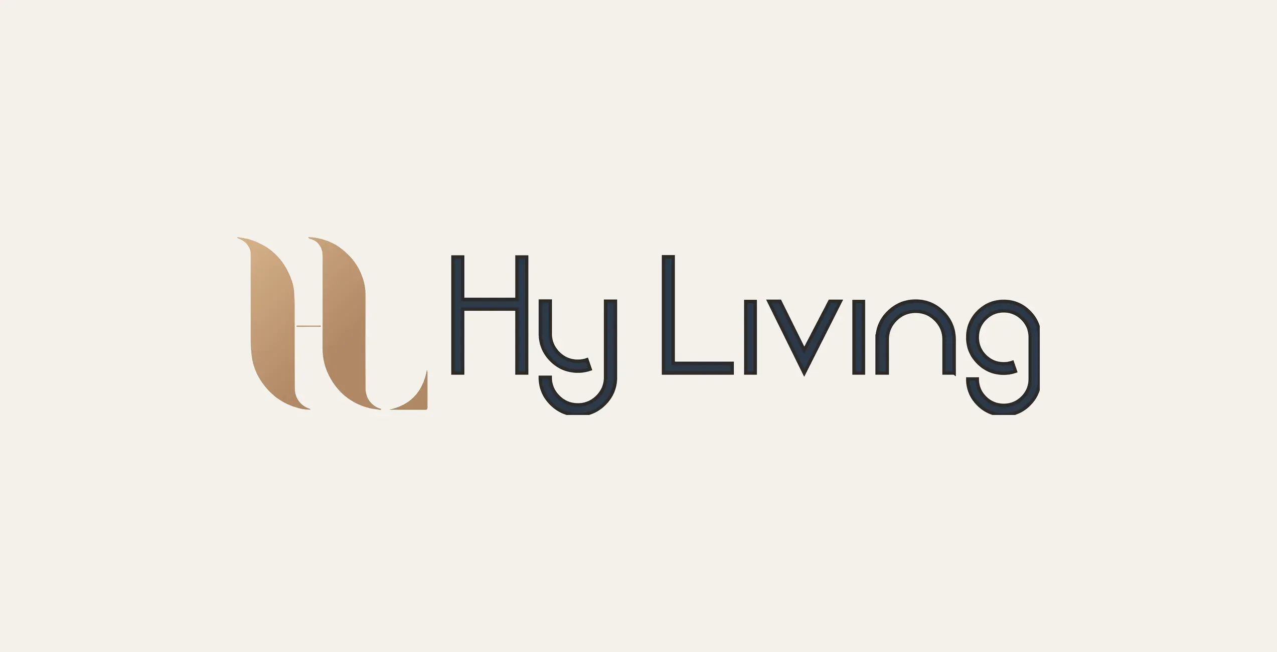 The HY Living wordmark with its gold monogram