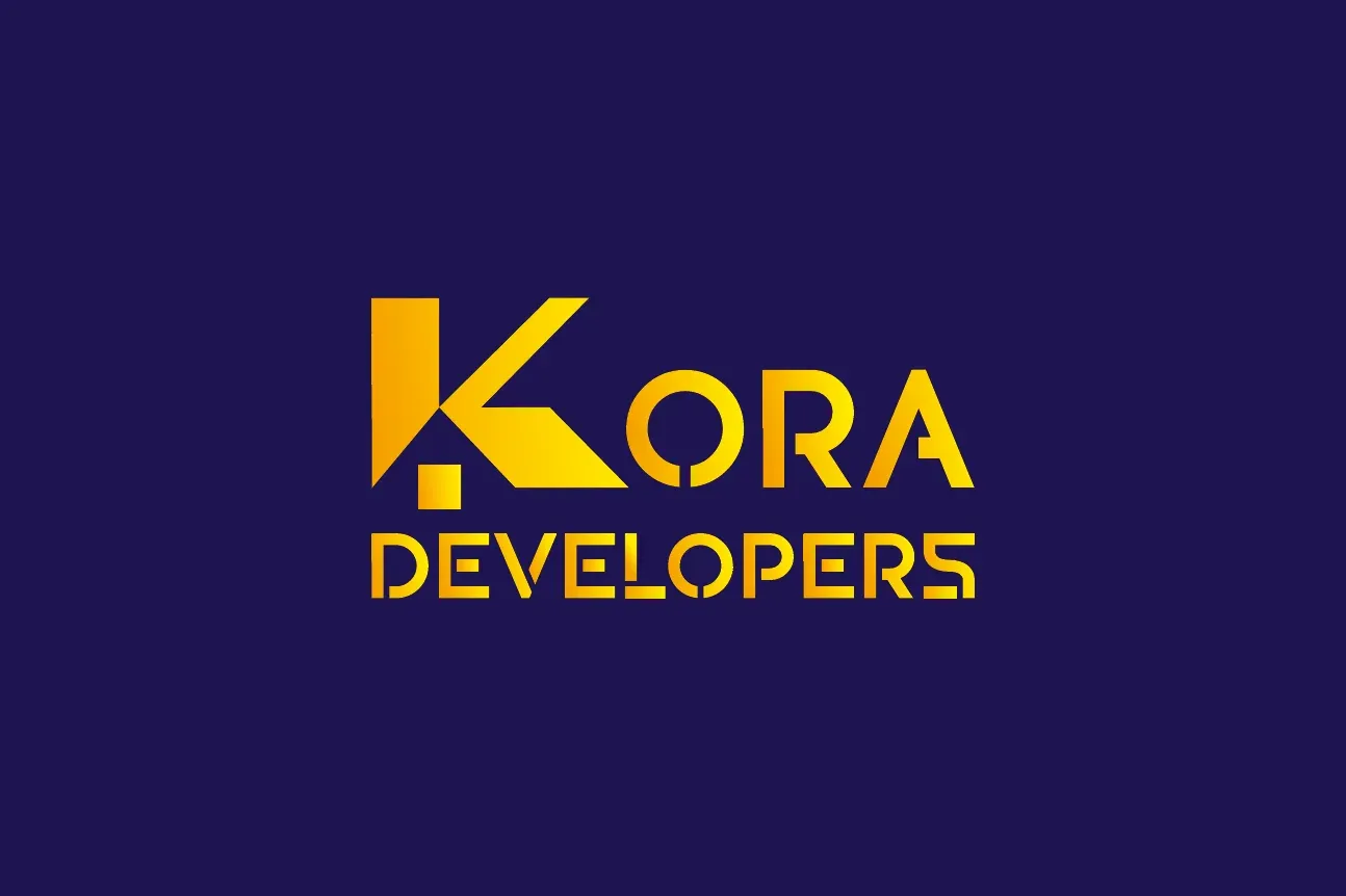 Kora Developers wordmark in gold on deep indigo