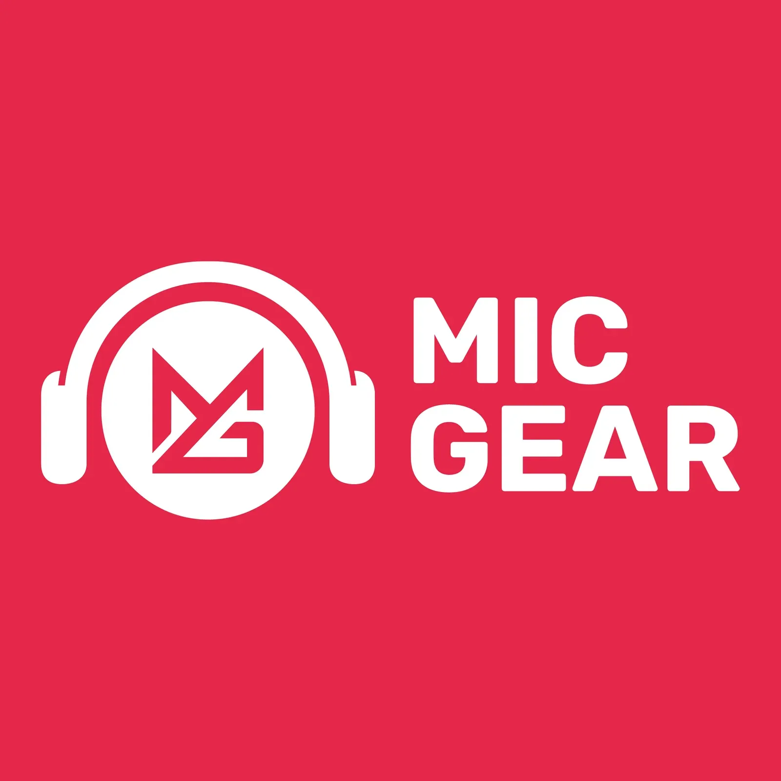 MIC Gear mark: headphones around an MG monogram, white on red