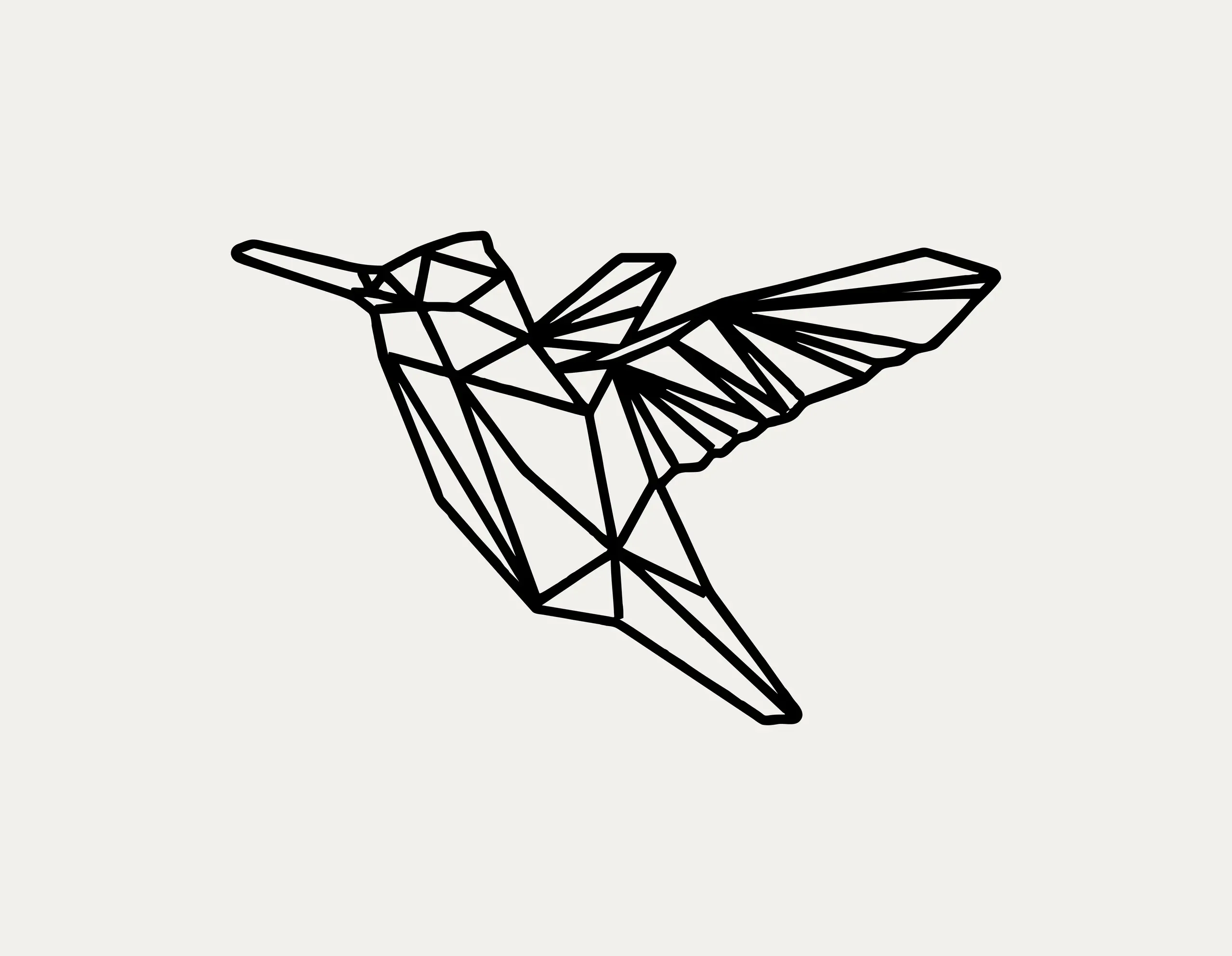 Reven Allure mark: a hummingbird drawn in fine geometric lines