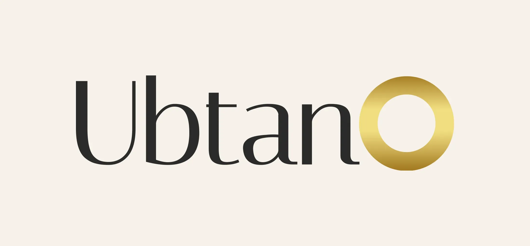 The Ubtano wordmark in charcoal with a gold O
